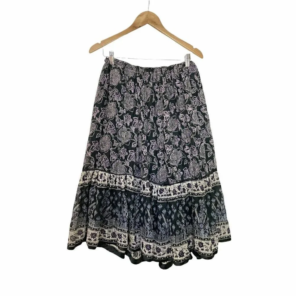 Vintage 70s Spell Oristy India Gypsy Boho Batik Skirt - Picture 4 of 7